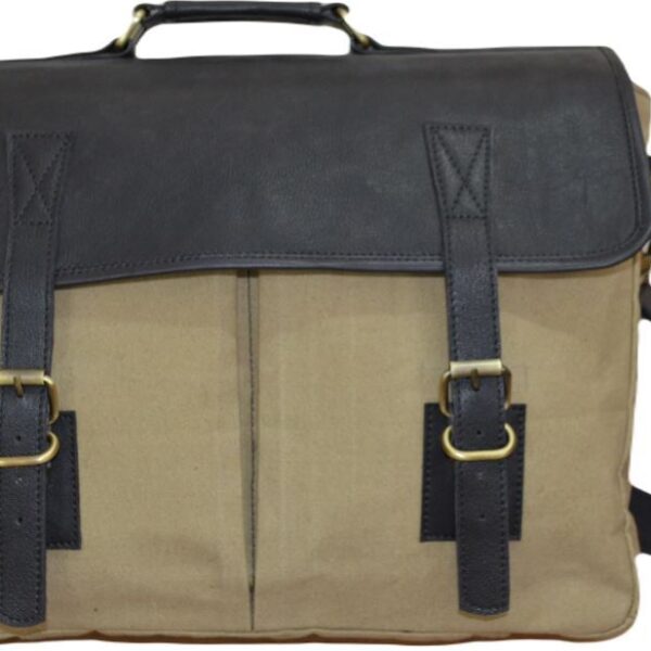 Canvas+Leather 16" Laptop Bag Olive Black